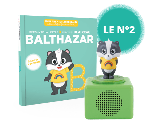 Le n°2 : Le livre sur la lettre B + La figurine audio de Balthazar le blaireau + Le haut-parleur OFFERT