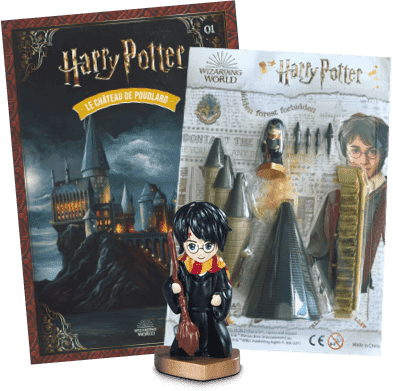 Le n°1 : Le fascicule + la figurine Harry Potter + les premières pièces de la tour du château