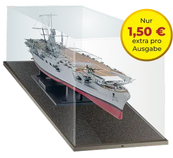 Premium-Vitrine für den Graf Zeppelin-Bausatz mit Sockel und Metallschild