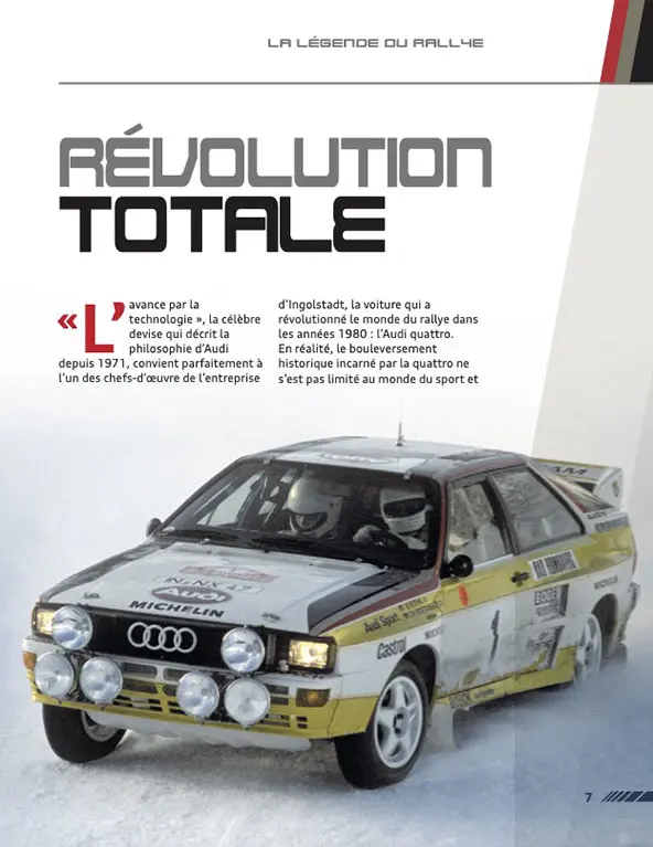 De passionnants fascicules pour tout savoir l'Audi quattro et son histoire