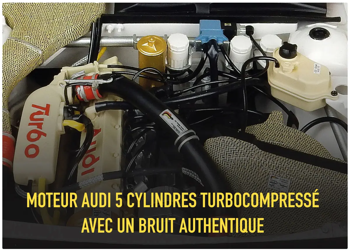 Moteur Audi 5 cylindres turbo compressé avec un bruit authentique