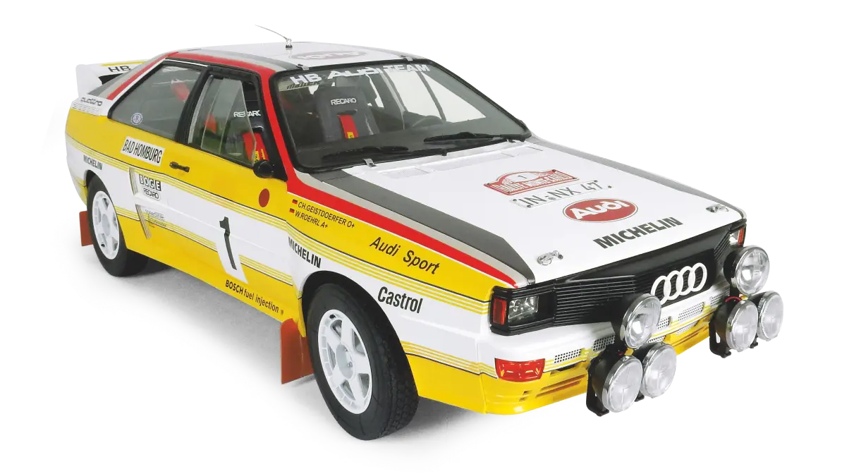 AUDI QUATTRO A2, LA LÉGENDE DU RALLYE À L’ÉCHELLE 1:8