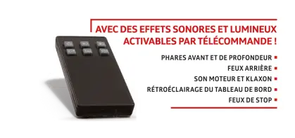 Effets sonores et lumineux activables par sa télécommande exclusive