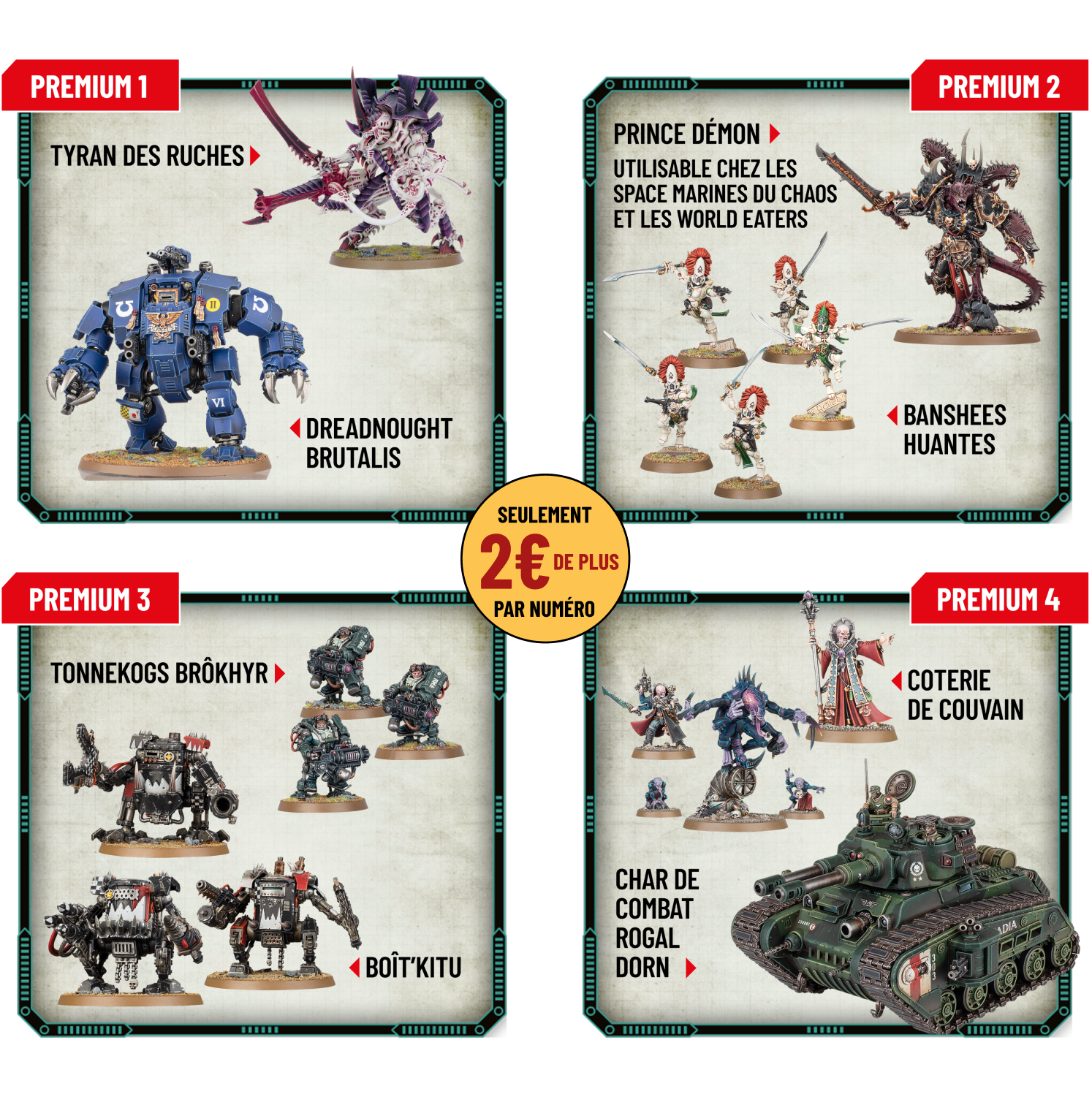 4 sets exclusifs comprenant des fascicules et de nombreuses figurines Warhammer