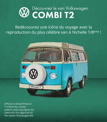 Découvrez le van Volkswagen Combi T2- Redécouvrez une icône du voyage avec la reproduction du plus célèbre van à l’échelle 1/8ème ! Je fonce, nouvel onglet
